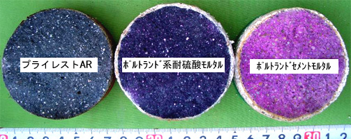 下水処理施設内3年曝露後の試験体断面比較